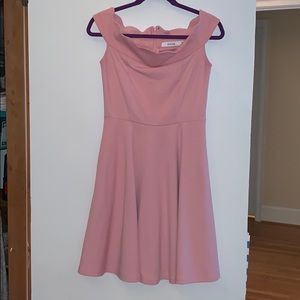 Blush pink off shoulder dress with pockets